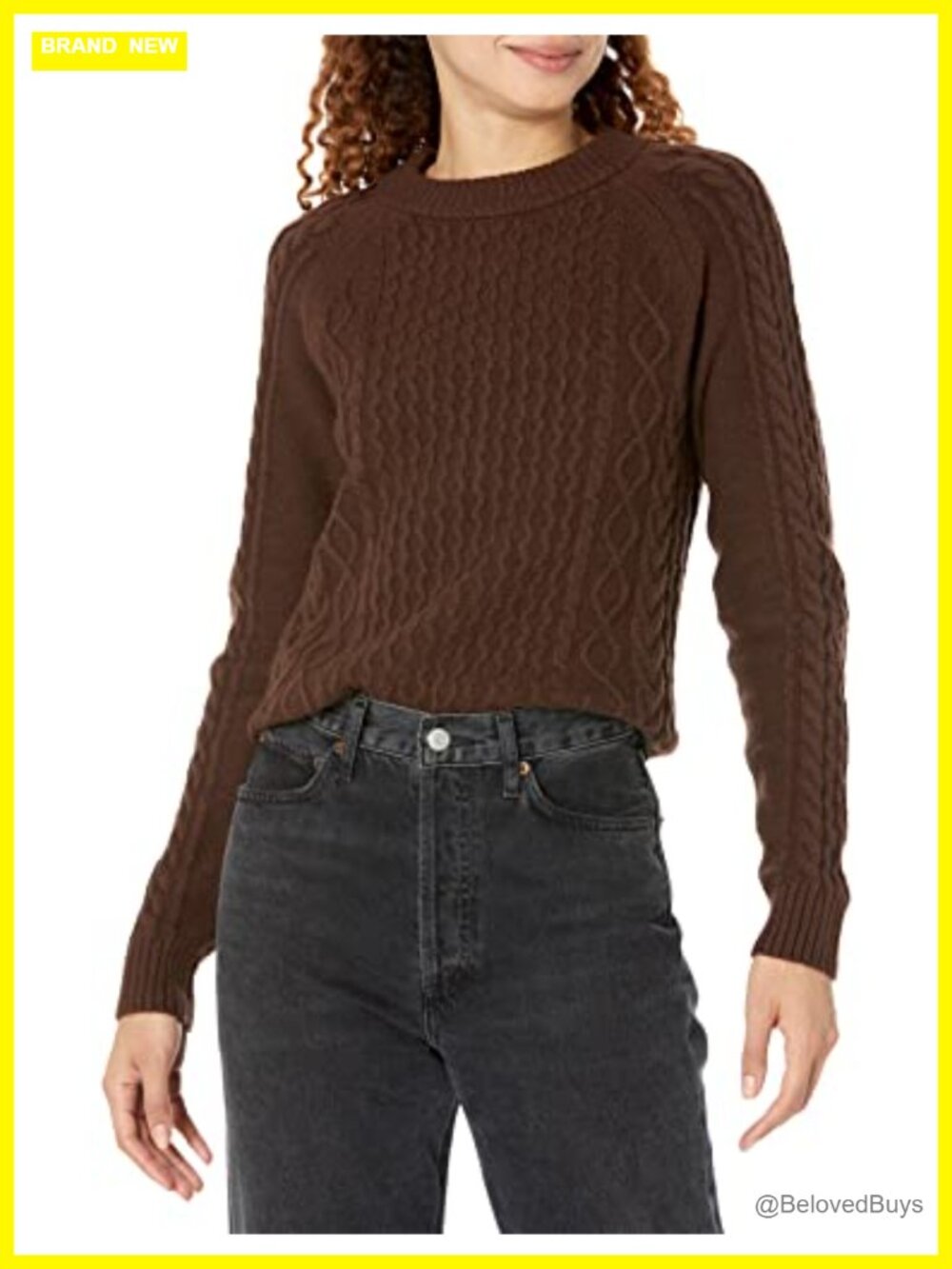 Long Sleeve Cable Knit Pullover Sweater, Cotton Blend, Regular Fit Crew Neck
